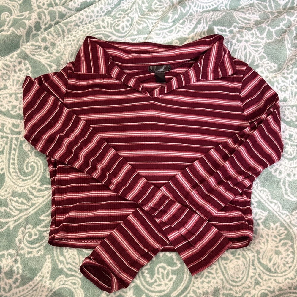 Striped Burgundy Women's Top
